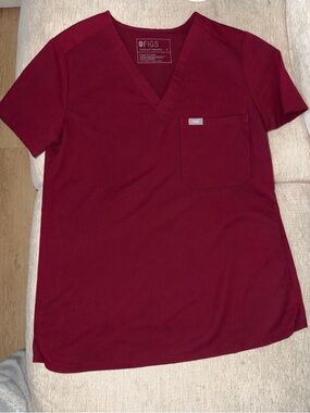 FIGS V-Neck Scrub Top and Bottoms, Burgundy